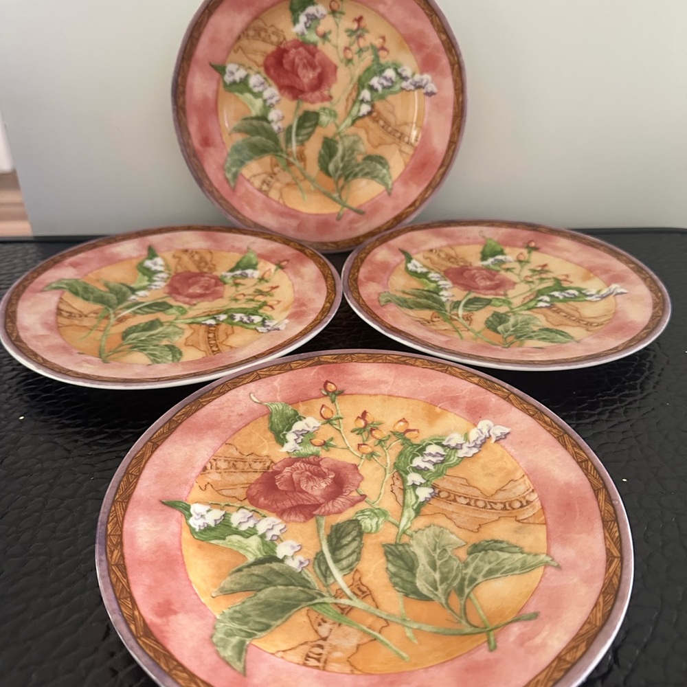 222 Fifth Tuscany Rose PTS International Salad
Plates 8 Inches Wide Diameter.